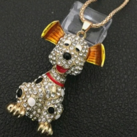 Sparkling Dog Pendant Necklace New Betsey Johnson - Picture 1 of 1
